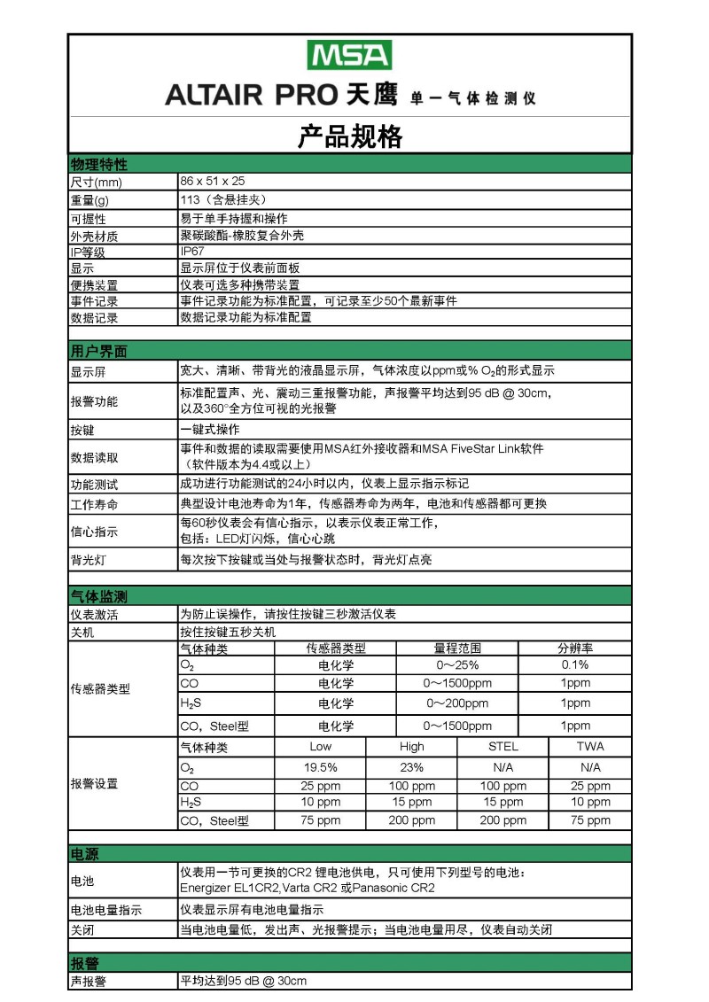 梅思安8241011天鷹單一氣體檢測(cè)儀圖片9