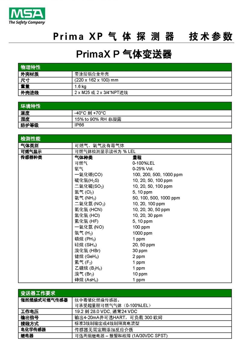 梅思安固定式氣體檢測儀10112461PrimaXP氨氣探測器圖片7