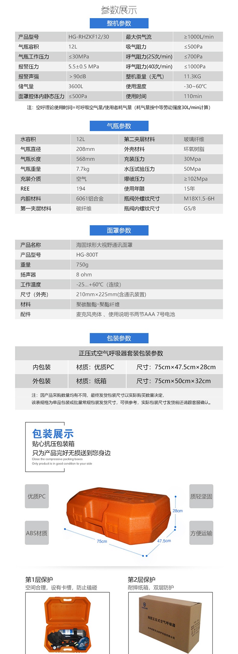 海固RHZKF12T/30 正壓式空氣呼吸器（裝配800T通訊面罩）圖片5