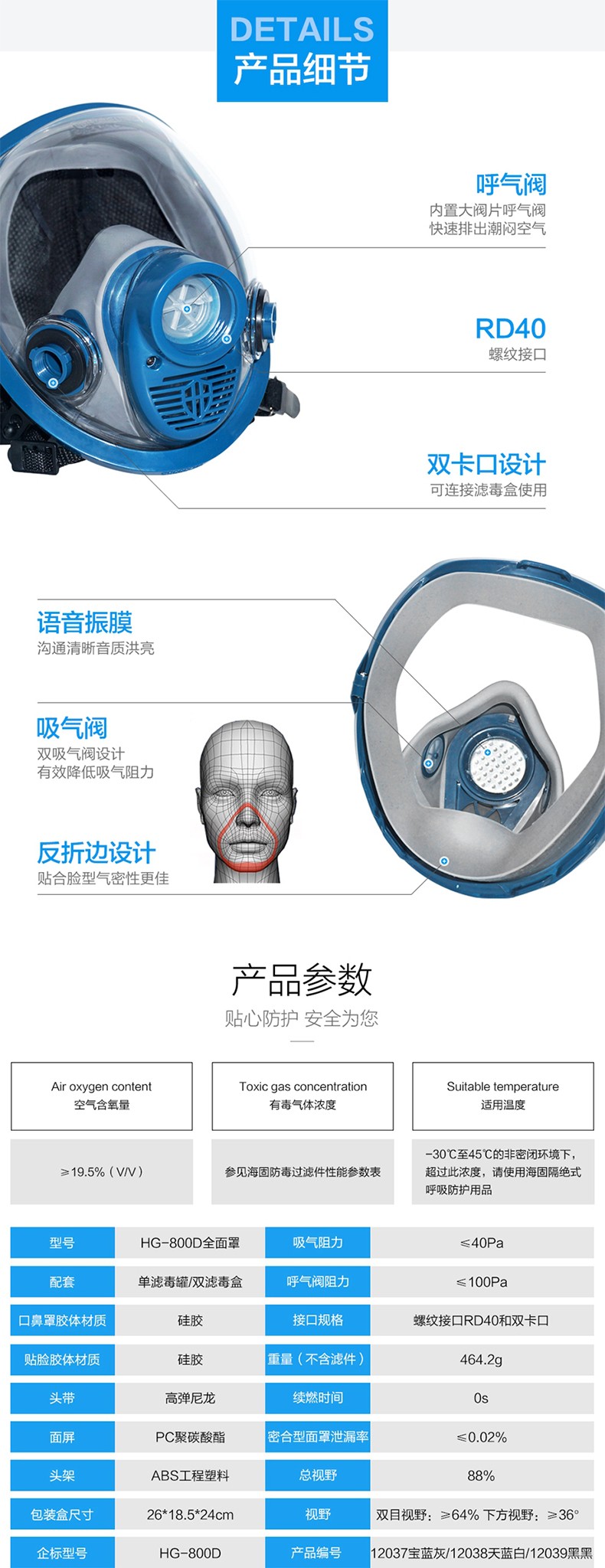 海固HG-800D全面罩防毒面具圖片3