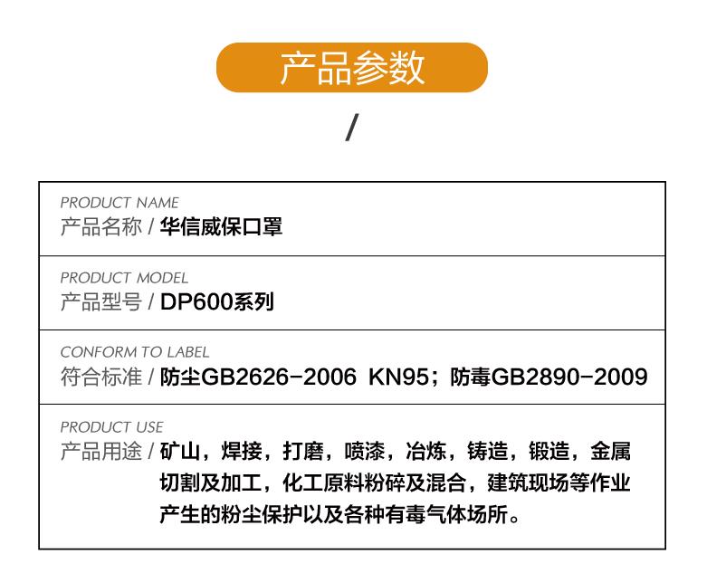 華信威保DP600防塵半面罩圖片1