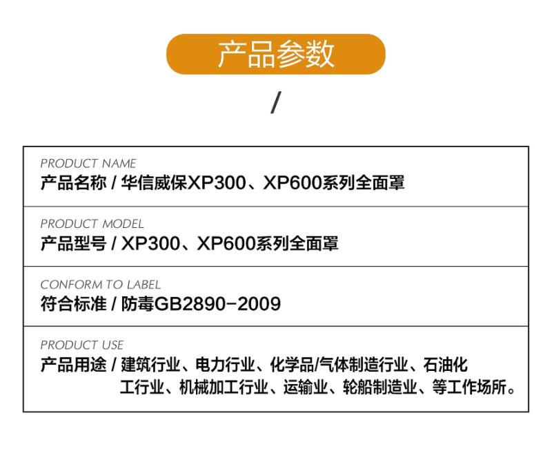 華信威保小金罩XP300S防塵防毒過(guò)濾全面罩圖片2