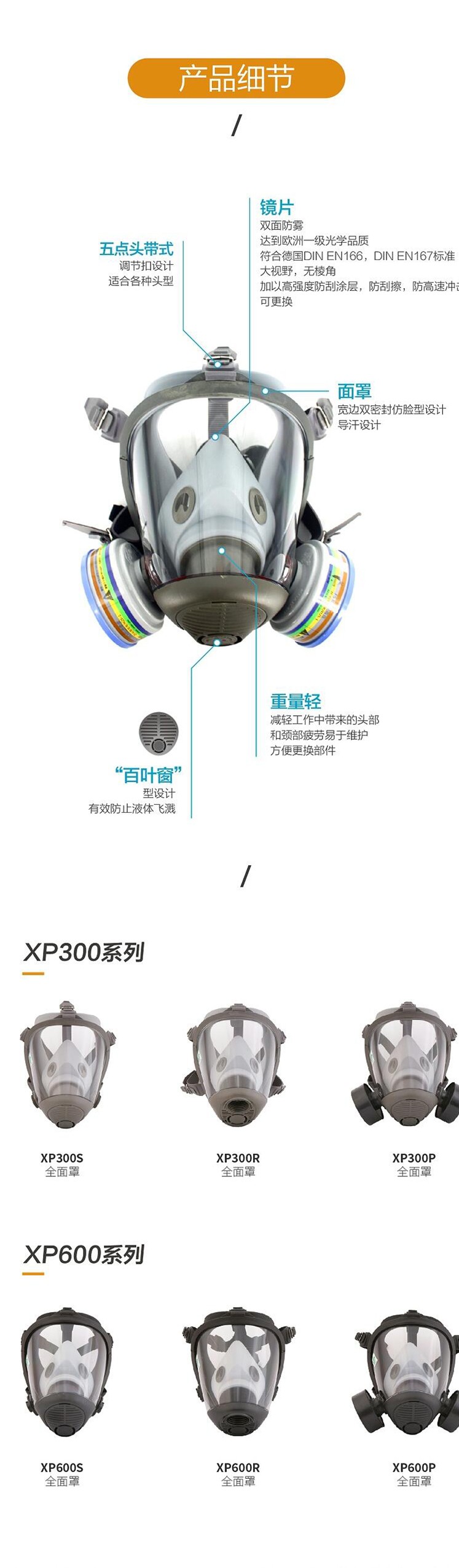 華信威保小金罩XP300P防塵防毒過濾全面罩圖片3