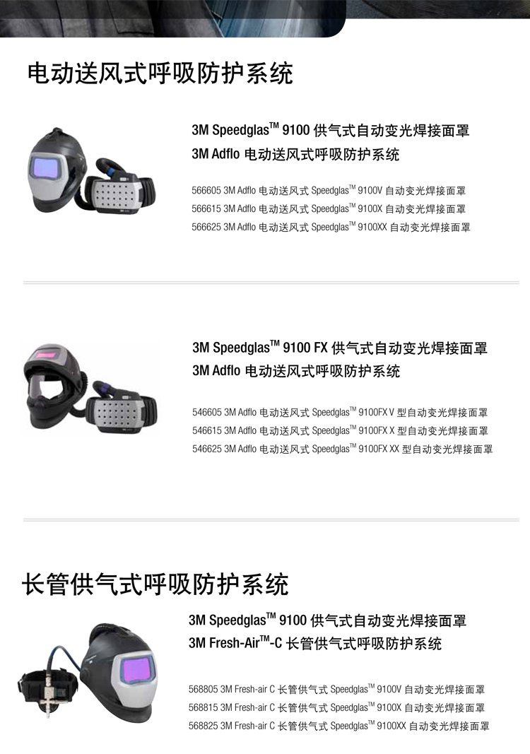 3M Speedglas 9100FX電動送風(fēng)自動變光電焊面罩類型