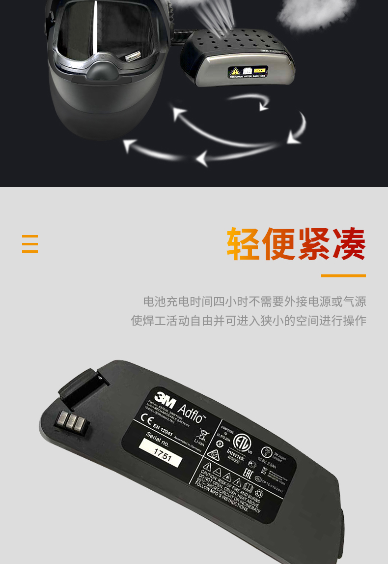 3M Adflo 9100FX電動送風(fēng)自動變光電焊面罩圖片4